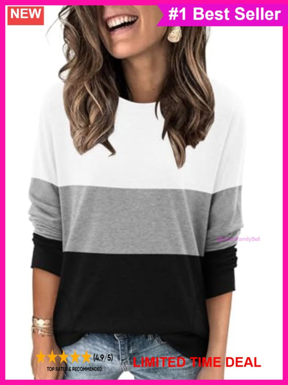 Women's Long Sleeve Tunic Sweatshirt with Pockets Pullover